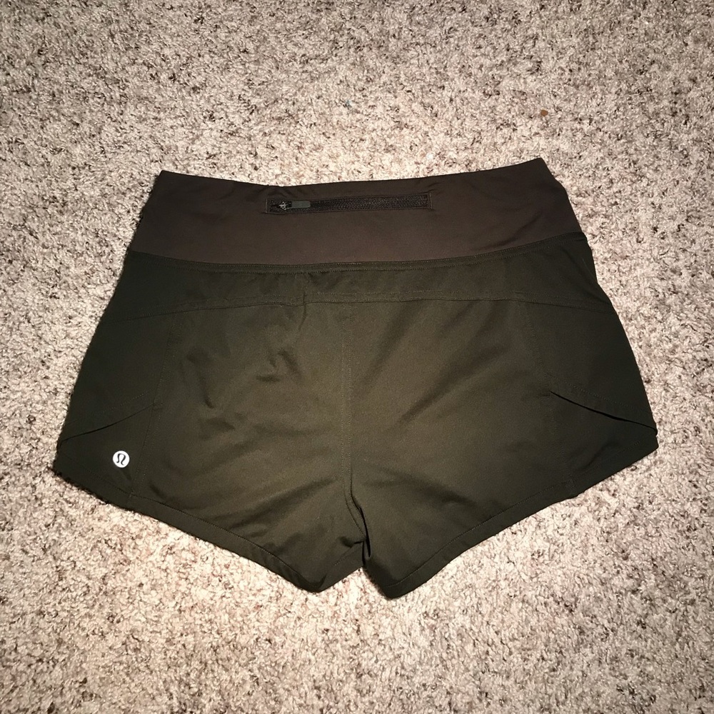 Lululemon olive army green speed shorts size 4